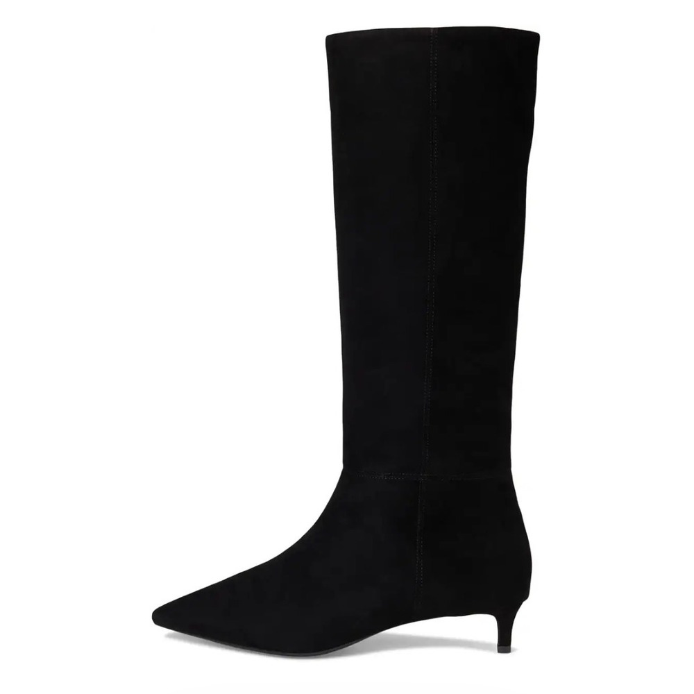 NIB Cole Haan Go-To Janece Black Suede Knee High Kitten Heel Boots Size 9